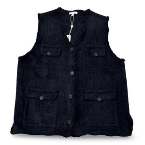 MAX STUDIO Black Furry Vest Size L